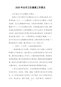 2025年全市卫生健康工作要点