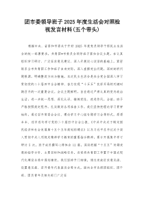 团市委领导班子2025年度生活会对照检视发言材料（五个带头）(参考)