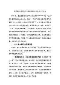市农业农村局2025年工作总结和2026年工作计划(参考)