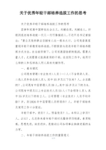 关于优秀年轻干部培养选拔工作的思考