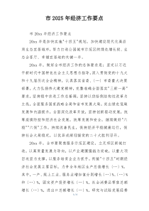 市2025年经济工作要点
