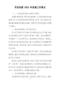 市发改委 2025 年党建工作要点