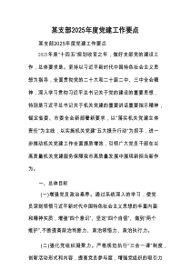 某支部2025年度党建工作要点.docx