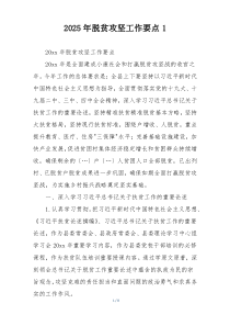 2025年脱贫攻坚工作要点1