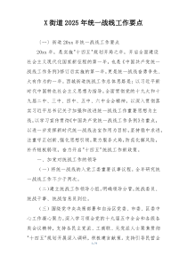 X街道2025年统一战线工作要点