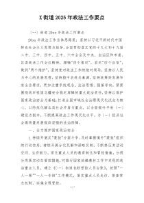 X街道2025年政法工作要点