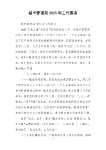 城市管理局2025年工作要点