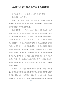 公司工会第X届会员代表大会开幕词