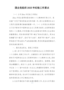 国企党组织2025年纪检工作要点