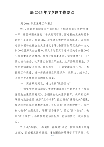 局2025年度党建工作要点