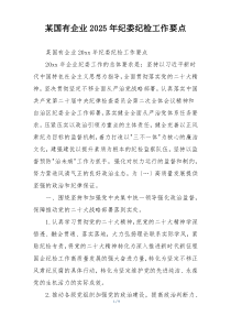 某国有企业2025年纪委纪检工作要点