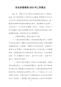 市水务管理局2025年工作要点