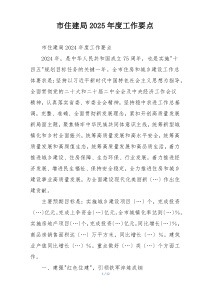 市住建局2025年度工作要点