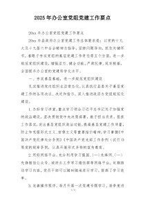 2025年办公室党组党建工作要点