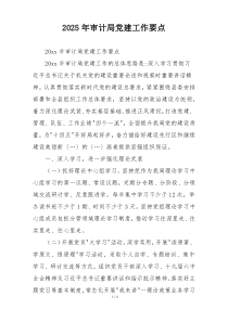 2025年审计局党建工作要点