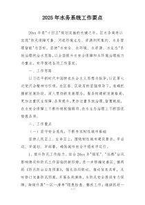 2025年水务系统工作要点