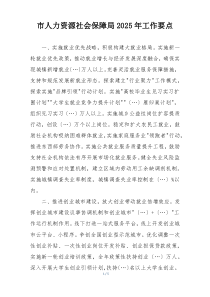 市人力资源社会保障局2025年工作要点