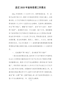 县区2025年宣传思想工作要点