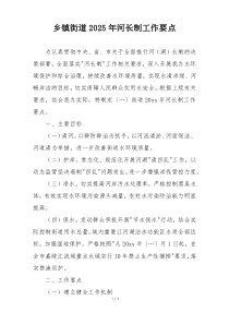 乡镇街道2025年河长制工作要点