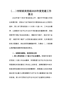 市财政局党组2025年度党建工作要点
