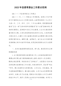 202X年县委常委会工作要点范例