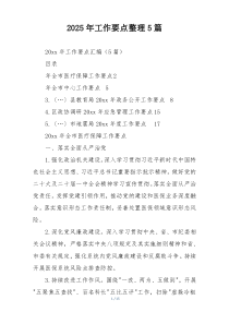 2025年工作要点整理5篇