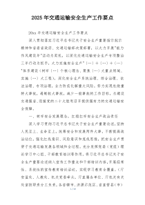 2025年交通运输安全生产工作要点
