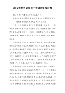 2025年商务局重点工作谋划汇报材料