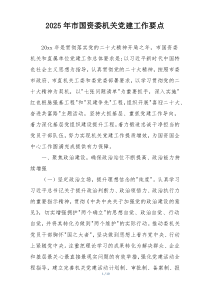 2025年市国资委机关党建工作要点
