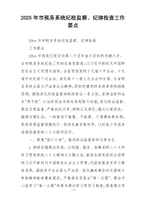 2025年市税务系统纪检监察、纪律检查工作要点