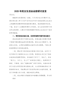 (整理)2025年民主生活会会前研讨发言