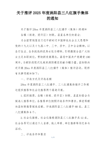 关于推评2025年度涡阳县三八红旗手集体的通知