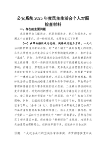 (整理)公安系统2025年度民主生活会个人对照检查材料