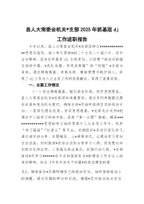 (整理)县人大常委会机关党支部2025年抓基层党建工作述职报告