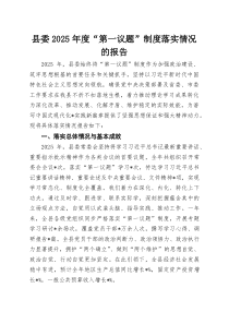 (整理)县委2025年度“第一议题”制度落实情况的报告