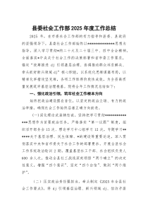 (整理)县委社会工作部2025年度工作总结