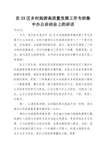 (整理)在XX区乡村旅游高质量发展工作专班集中办公启动会上的讲话