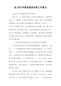 县2025年政务服务改革工作要点