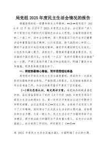 (整理)局党组2025年度民主生活会情况的报告