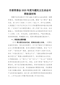 (整理)市委常委会2025年度专题民主生活会对照检查材料