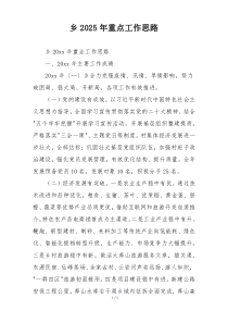 乡2025年重点工作思路