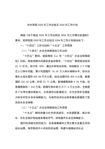 (整理)市水利局2025年工作总结及2026年工作计划
