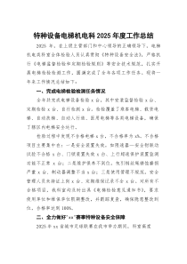 (整理)特种设备电梯机电科2025年度工作总结