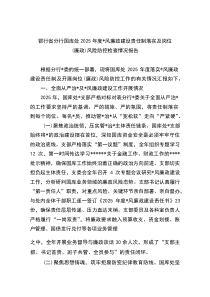(整理)银行省分行国库处2025年度党风廉政建设责任制落实及岗位（廉政）风险防控检查情况报告