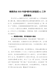 (整理)镇委员会2025年度党委书记抓基层党建工作述职报告