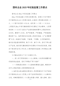 国有企业2025年纪检监督工作要点