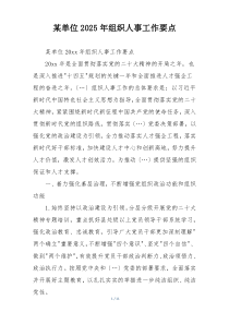 某单位2025年组织人事工作要点