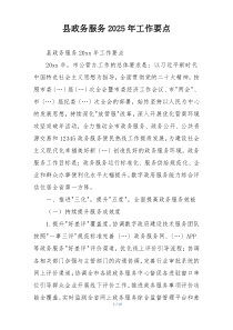 县政务服务2025年工作要点