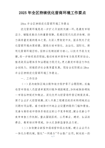2025年全区持续优化营商环境工作要点