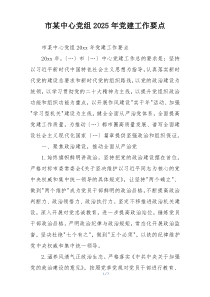 市某中心党组2025年党建工作要点
